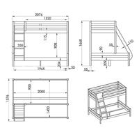 Vipack stapelbed Pino - bruin - 207,5x157,5x166,8 cm - Leen Bakker - thumbnail
