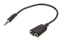 Valueline vlap22100b02 jack stereo audio verdeelkabel 3,5 mm mannelijk - 2x 3,5 mm vrouwelijk 0,20 m zwart - thumbnail