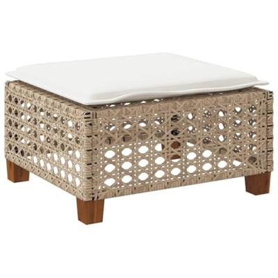 Tuinkruk met kussen 63,5x56x32 cm poly rattan beige Tuinkruk met kussen 63,5x56x32 cm poly rattan beige