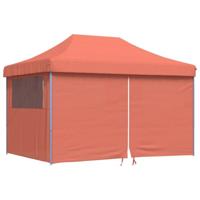Partytent inklapbaar pop-up met 4 zijwanden terracottakleurig - thumbnail