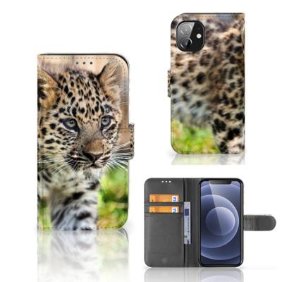 Apple iPhone 12 Mini | Telefoonhoesje | Met pasjeshouder | Baby Luipaard