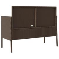 Tuinbank met kussens poly rattan bruin - thumbnail