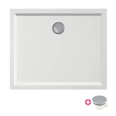 Douchebak Xenz Mariana | 90x75x4 cm | Incl.Afvoersifon-Chroom | Acryl | Rechthoekig | Wit glans Douchebak Xenz Mariana | 90x75x4 cm | Incl.Afvoersifon-Chroom | Acryl | Rechthoekig | Wit glans