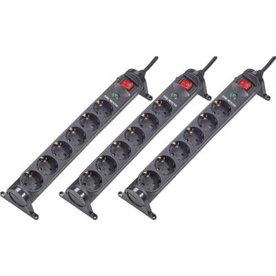 Renkforce RF-3187672 Overspanningsveilige stekkerdoos 6-voudig Zwart Randaarde stekker 3 stuk(s)