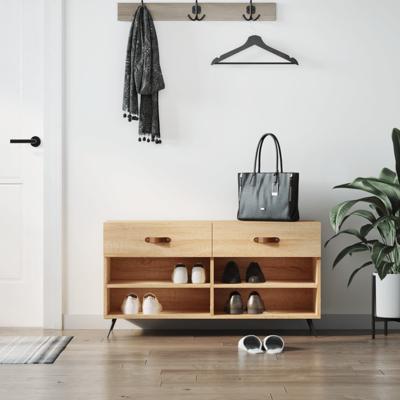 VidaXL Schoenenbank 102x35x55 cm bewerkt hout sonoma eikenkleurig VidaXL Schoenenbank 102x35x55 cm bewerkt hout sonoma eikenkleurig