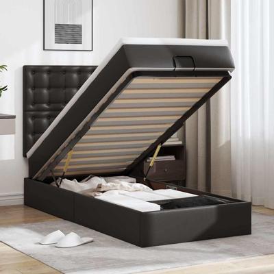 Ottomaanse bed met matras 100x200cm kunstleer zwart