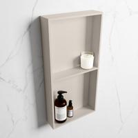 MONDIAZ EASY Nis 59,5x29,5cm in solid surface kleur Linen | Linen. 2 vakken geschikt voor in- of opbouw - thumbnail