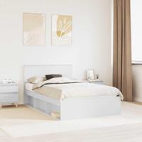 Bedframe met hoofdeinde Wit 120 x 200 cm Massief grenenhout - thumbnail
