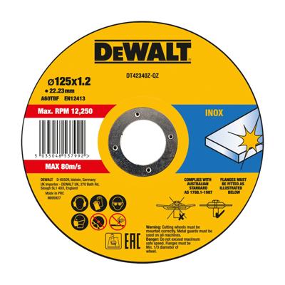 DEWALT Doorslijpschijf Roestvrij staal DT42340Z-QZ DEWALT Doorslijpschijf Roestvrij staal DT42340Z-QZ