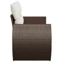 Tuinbank 2-zits met kussens poly rattan bruin - thumbnail