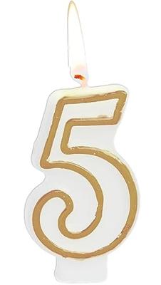 Cijferkaars &apos;5&apos; Wit Goud Chique (9cm)