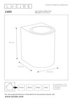 Lucide ZARO - Wandspot / Wandlamp Binnen/Buiten - 1xGU10 - IP44 - Zwart - thumbnail