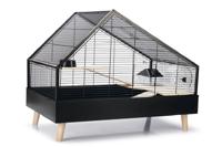 Beeztees ayaz - knaagdierkooi - metaal - houten poten - zwart - 78x48x61 cm - thumbnail