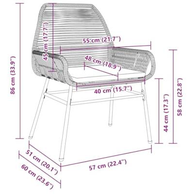 Tuinstoelen 2 st met kussens poly rattan bruin - thumbnail