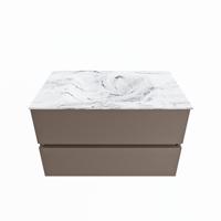 MONDIAZ VICA-DLUX 80cm badmeubel onderkast Smoke 2 lades. Inbouw wastafel CLOUD midden 1 kraangat, kleur Glace. - thumbnail