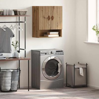 Wandkast artisanaal eikenkleurig 60 x 31 x 70 cm Bewerkt hout