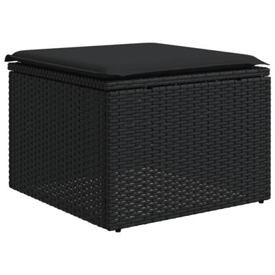 5-delige Loungeset met kussens poly rattan zwart - thumbnail