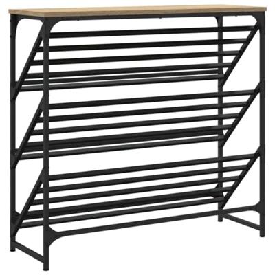 VidaXL Schoenenrek 90x30x85 cm bewerkt hout sonoma eikenkleurig VidaXL Schoenenrek 90x30x85 cm bewerkt hout sonoma eikenkleurig