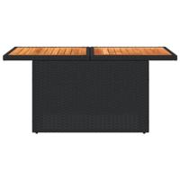 Tuintafel 100x55x73 cm poly rattan en acaciahout zwart - thumbnail