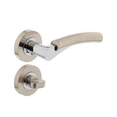 Intersteel Deurkruk Bryan op rozet met toilet-/badkamersluiting - nikkel mat/chroom