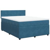 Boxspring met matras fluweel blauw 160x200 cm - thumbnail