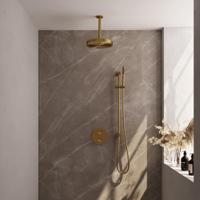 BRAUER Stripe Thermostatische Inbouw Regendouche - 3-weg - rond - SET 45 - 25cm douchekop - plafondarm - staaf handdouche - doucheslang - geïntegreerde glijstang - goud geborsteld PVD 5-GG-453 - thumbnail