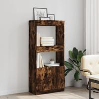 Hoge kast 63x33x180 cm bewerkt hout gerookt eikenkleurig - thumbnail