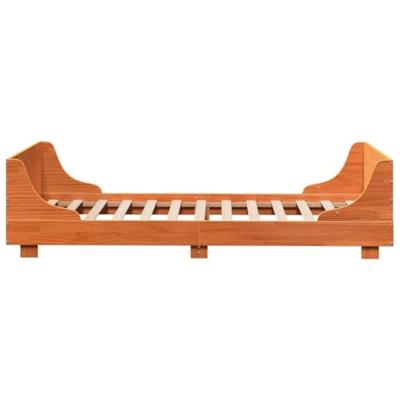 Bedframe zonder matras massief grenenhout wasbruin 90x200 cm