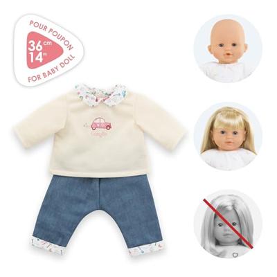 Corolle t-shirt en spijkerbroek voor babypop, 36cm