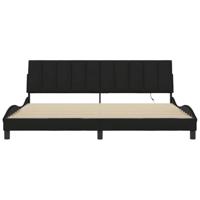 Bedframe zonder matras "Hanko" stof zwart 200x200 cm - thumbnail