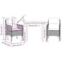 3-delige Tuinset met kussens poly rattan bruin - thumbnail