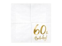 Servetten 60th Birthday Goud - 20 Stuks - thumbnail