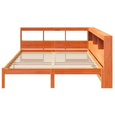 Bed met boekenkast zonder matras grenenhout wasbruin 160x200 cm - thumbnail