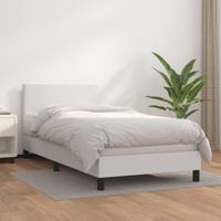 Boxspring met matras kunstleer wit 100x200 cm - thumbnail