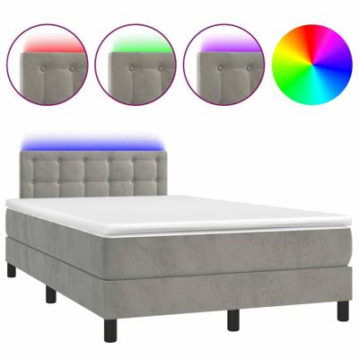 Boxspring met matras en LED fluweel lichtgrijs 120x200 cm