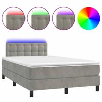 Boxspring met matras en LED fluweel lichtgrijs 120x200 cm - thumbnail