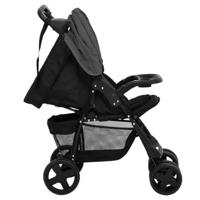 VidaXL Kinderwagen 2-in-1 staal donkergrijs en zwart - thumbnail