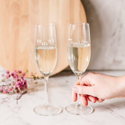 Champagneglas graveren - 2 stuks