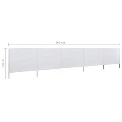 Windscherm 5-panelen 600x160 cm stof zandwit - thumbnail