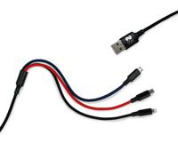 Kabel Micro USB Subblim Premium 3in1 Blauw Zwart Rood 1 m (1 Stuks) - thumbnail