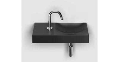 Clou Vale keramiek fontein 45x19x7cm kraangat links zwart mat CL/03.30162.01.L