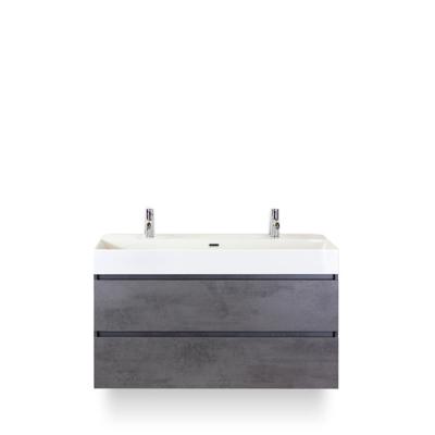Maxx XL Badmeubelset 120 cm - Beton Antraciet - Wastafel Kube Enkel 2 kraangaten