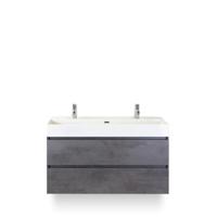 Maxx XL Badmeubelset 120 cm - Beton Antraciet - Wastafel Kube Enkel 2 kraangaten - thumbnail