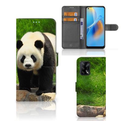 OPPO A74 4G | Telefoonhoesje | Met pasjeshouder | Panda