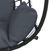 VidaXL Hangstoel met standaard rattan en staal antracietkleurig - thumbnail