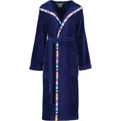 Cawö Cawo Dames Badjas met capuchon 840 11 marine Maat 46