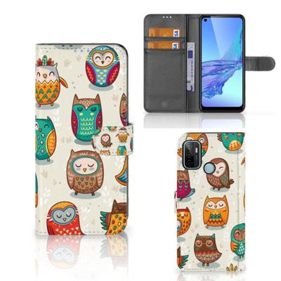 OPPO A53 | OPPO A53s | Telefoonhoesje | Met pasjeshouder | Vrolijke Uilen