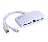 SIIG (JU-H30212-S1) Mini-DP Videodockingstation met USB 3.0 LAN-hub, wit Mini DP Dock met USB 3.0 LAN-hub, wit wit - thumbnail