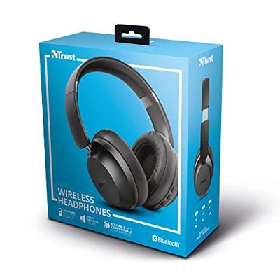 Trust Mobile Eaze Over-Ear Draadloze Bluetooth Koptelefoon, Wireless Headphones, 30 uur Speeltijd, 40mm Drivers, Opvouwbaar, Ingebouwde Microfoon voor Smartphone, PC, Tablet - Zwart