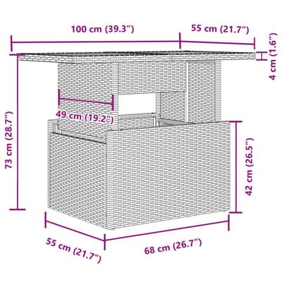 2-delige Loungeset met kussens poly rattan en glas grijs - thumbnail